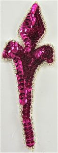 Design Motif Fuchsia Sequins and Silver Beads 5" x 2"