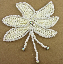 Load image into Gallery viewer, Flower Epaulet Single with Cream Sequins and Beads 4&quot; x 3.5&quot;