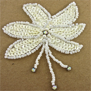 Flower Epaulet Single with Cream Sequins and Beads 4