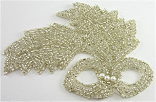 Leaf with Silver Beads and Pearl Accents 4.5" x 3.5"