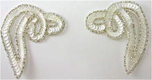 Load image into Gallery viewer, Designer Motif Swirl Pair White with Silver Beads 2.75&quot;x3.5&quot;