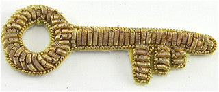 Key Made with Gold Bullion Thread 2" X .75"