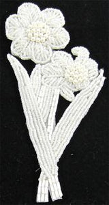 Flower with White Beads 6.5" x 3"