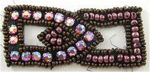 Load image into Gallery viewer, Designer Motif with Bronze Beads and 18 AB Rhinestones 2.25&quot; x 1&quot;
