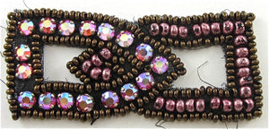 Designer Motif with Bronze Beads and 18 AB Rhinestones 2.25" x 1"