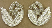 Load image into Gallery viewer, Flower Pair with White Sequins and Rhinestones 2.5&quot; x 3.5&quot;