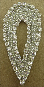 Designer Motif Tear Drop with Silver Beads and Rhinestones 3.5" x 1.5"
