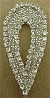 Designer Motif Tear Drop with Silver Beads and Rhinestones 3.5