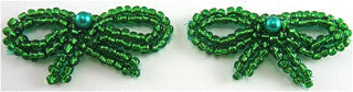 Bow Pair with Green Beads Turquoise Bead 1
