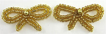 Load image into Gallery viewer, Bow Pair with Gold Beads 1.5&quot; x 1&quot; (each bow)
