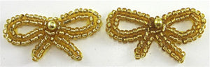 Bow Pair with Gold Beads 1.5" x 1" (each bow)
