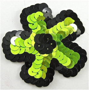 Flower Lime Green with Black 2.25"