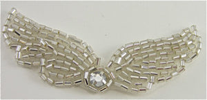 Designer Motif Wings with Silver Beads and Rhinestone 2.75" x 1"
