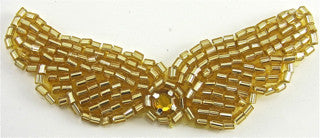 Wings Gold Beads and Rhinestone, 2.75"x 1"