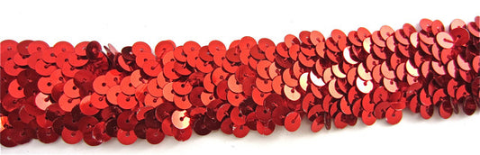Red Sequin Stretch Trim 1 1/4" Wide