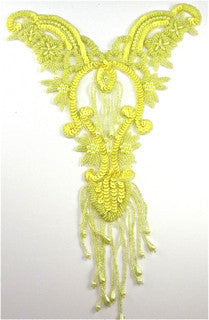 Designer Motif Bodice with Yellow Sequins and Beads 14" x 10"