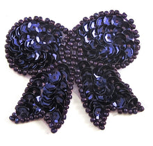 Load image into Gallery viewer, Bow Purple Sequins and Beads 2&quot;