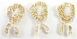 Flowers Set of Three Beige and White 2.5" X 1.5"