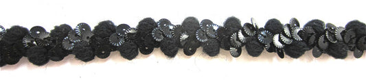 Trim with Black Tiny Sequins intertwined with Cotton 1.5"