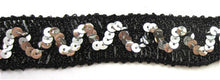 Load image into Gallery viewer, Trim with Black Tinsel Thread and Zigzag Silver Sequins 1&quot;