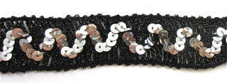 Trim with Black Tinsel Thread and Zigzag Silver Sequins 1