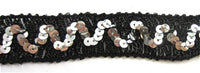 Trim with Black Thread and Zigzag Silver Sequins 1