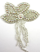 Load image into Gallery viewer, Flower with Silver Beads and AB Rhinestone Fringe 5&quot; x 7&quot;