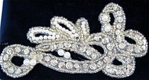 Design Motif with Silver Sequins, Silver Beads and Pearls 2.5" x 4"