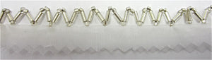 Trim with ZigZag Silver Beads 1/4" Wide, Sold by the Yard