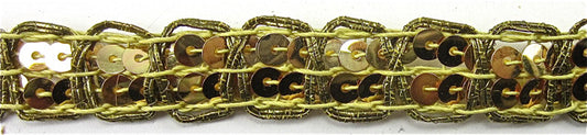 Trim Two Rows Sequins and Gold Thread 1.5" Wide