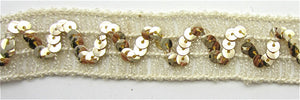 Trim with ZigZag Sequins on Lite Creamy Color Tinsel Trim 1" Wide