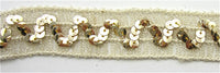 Trim with ZigZag Gold Sequins on Cream Color Thread 1