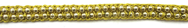 Trim Two Rows Gold Beads and Gold Satin Thread 1/4