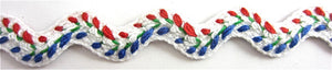 Trim, Red White and Blue Rick Rack Ribbon 1/2" Wide, Sold by the Yard