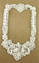 Load image into Gallery viewer, Flower Embroidered Motif with white Pearls 7&quot; X 4&quot;