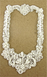Flower Embroidered Motif with white Pearls 7" X 4"