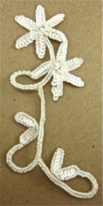 Flower with China White Sequins and Silver Beads 8" x 3"