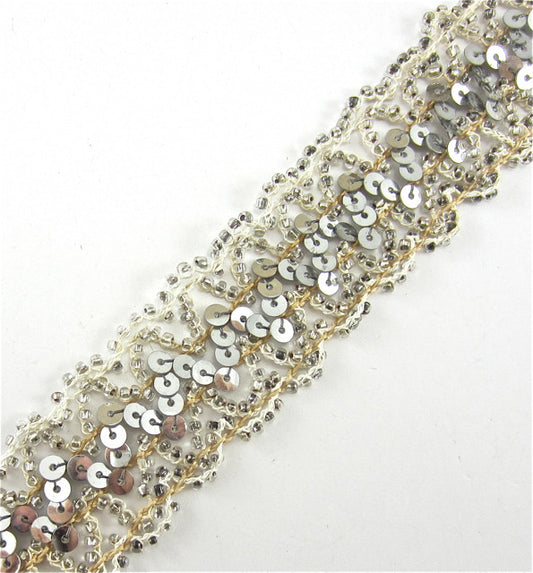 SILVER SEQUIN BEIGE THREAD "