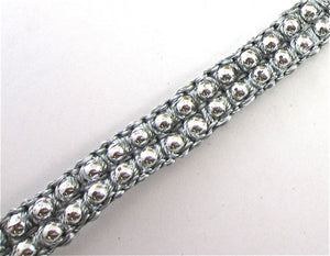 Trim with Two Rows of Beads and Grey Thread 1/2" Wide