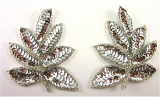 Leaf Pair with Silver Sequins and Beads 4