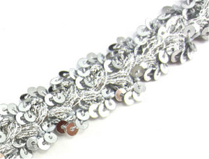 Trim With Silver Sequins and Grey Bullion Thread .5" Wide