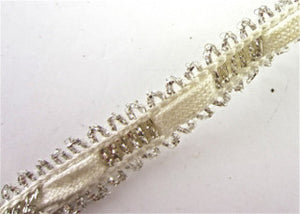 Trim with Beige and Silver Bullion Thread 1/2" Wide