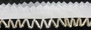 Trim Sold by the Yard Silver ZigZag Silver Bugle Beads 1.5" Wide