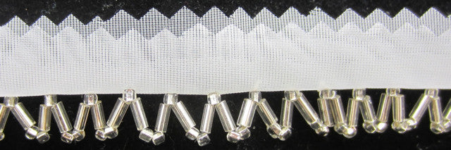 Trim Sold by the Yard Silver ZigZag Silver Bugle Beads 1.5