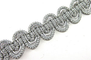 Trim with Looping Grey Tinsel Thread and Silver Wire Intertwined 1/2" Wide