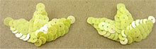 Load image into Gallery viewer, Designer Motif Yellow Iridescent Pair Leaf 2&quot; x 1.5&quot;
