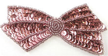 Load image into Gallery viewer, Bow with Pink Sequins and Beads 4&quot; x 2&quot;