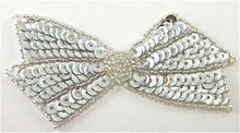 Load image into Gallery viewer, Bow with Silver Sequins and Beads 4&quot; x 2&quot;
