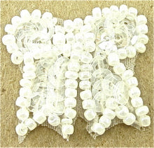 Load image into Gallery viewer, Bow White Beads Iridescent Sequins 1&quot;