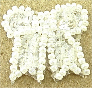 Bow White Beads Iridescent Sequins 1